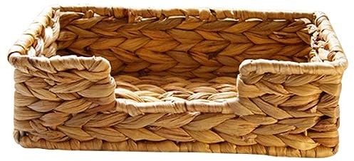 Warmhm Woven Storage Basket Multifunctional Decorative Wicker Desktop Organizer Basket for Snacks Sundries Makeup Office and Outdoor Garden Decor