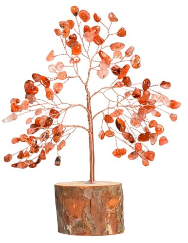 Mafagwre 7-Chakra-Geldbaum Aus Kristall Mit Basis, Lebensbaum-Kristalldekoration, Kristallbaum Für Positive Energie, Kristallornament Für Heim- Und Bürodekoration (Rot)