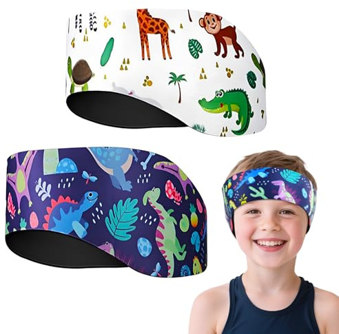 Bandeau Piscine Oreille Enfant, 2 PCS Bandeau Oreille Piscine Enfant, Bandeau de Natation Enfants, Bandeau Neoprene Enfants, Élastique Bandeau d'Oreilles Enfan pour Natation, Surf, Douche (Style 1, M)