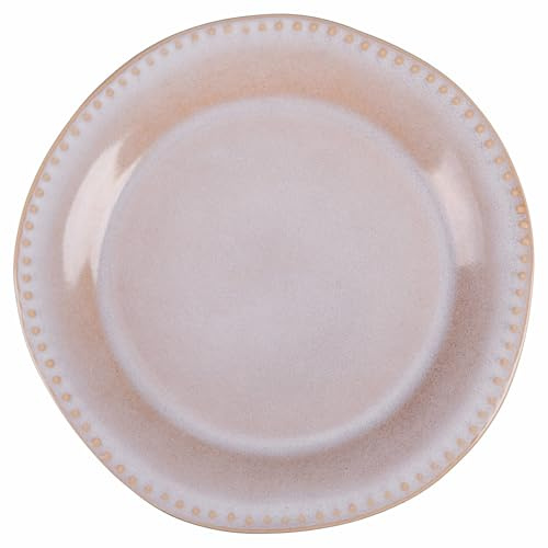 Villa d'Este Home Tivoli The Market - Juego de 6 platos de postre de gres, color beige con borde decorado
