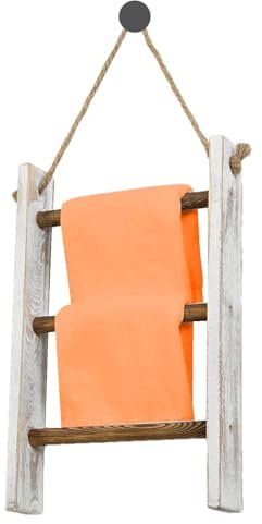 Escalera de techo - Estantería de madera de 3 niveles, estantes anchos para toallas de uso, organizador de toallas, escalera para toallas de baño (10,23 x 2,16 x 15,74)