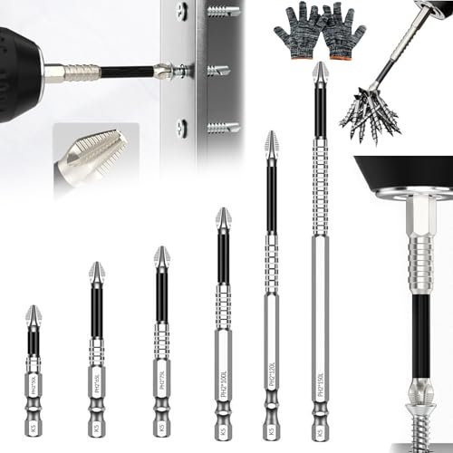 High-Magnetic Screwdriver Drill Bit Set,Strong Magnetic Drill Bits Electric Screwdriver Bits Set,High Magnetic Screwdriver Drill Bit Set,Anti-Slip High Magnetic Drill Bit Set Screwdriver Bit Sets (6)