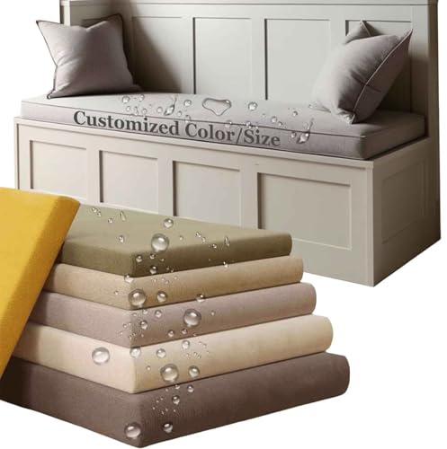 Custom Size Bench Cushions for Outdoor Furniture, Waterproof Garden Furniture Cushion, Bay Window Seat Cushions Indoor with Removable Cover, Non-Slip Rattan Patio Long Bench Seat Pads, 5cm Thick