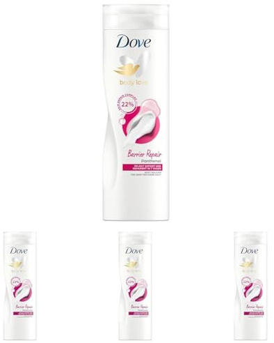 Dove Body Love Barrier Repair Body Balsam mit Panthenol Körperpflege für sehr trockene Haut mit 22% Skin Repair Complex und Panthenol 400 ml (Packung mit 4)