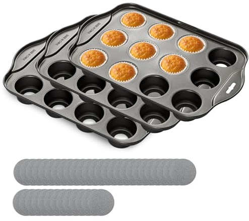Mini Cheesecake Pan 12 Cups Non Stick Muffin Tray with Removable Bottoms Perfect for Individual Cheesecakes Cupcakes Puddings Tarts Easy Release Baking Tin (3)