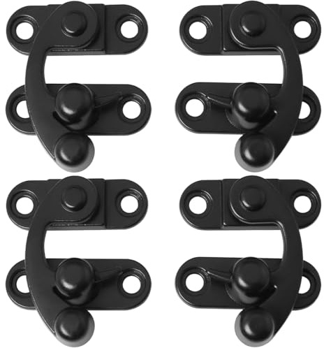 JYNXOR 2 ganci antichi vintage a chiusura rapida, piccoli con viti, ganci a barra destra per piccole scatole di legno, portagioie, scatola di vino, nero