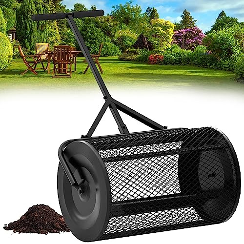 Esparcidor de abono con mango en T ajustable para una fertilización eficiente del césped y el jardín, ideal para plantar y sembrar