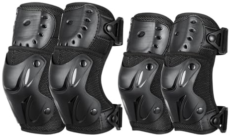 Rodilleras para Deportes al Aire Libre Rodilleras y Coderas para Motociclismo Todoterreno Equipo de protección anticaídas para Adultos en Carreras de Motos Ciclismo esquí ATV MTB,Black Set-One Size