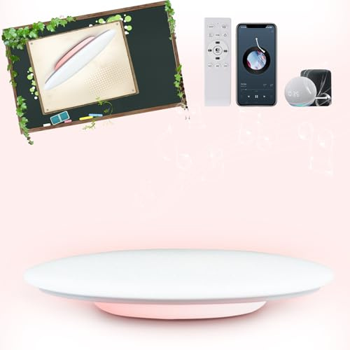 LED Deckenleuchte mit Bluetooth Lautsprecher*2 & hinten RGB Musik Sync 48W | 50cm Fernbedienung/App/Sprachsteuerung,kompatibel mit Alexa & Google,dimmbar und Farbtemperatur,APP-Timer,Speicherfunktion