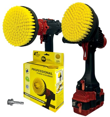 Kornely 2in1 Bürstenaufsatz Akkuschrauber & Winkelschleifer Professionell- Mittelweich 15 cm Gelb | Kratzfreie Reinigungsbürste, Bürste für Fliesen, Fugen, Badewannen, Duschen, Küche und Keramik
