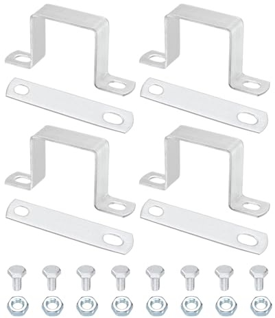 sourcing map 4 abrazaderas de tubo cuadradas de 1-3/4 x 1-3/4 pulgadas, soporte de conector en forma de U de acero al carbono, hebilla de correa de tubo resistente con tornillos de junta para