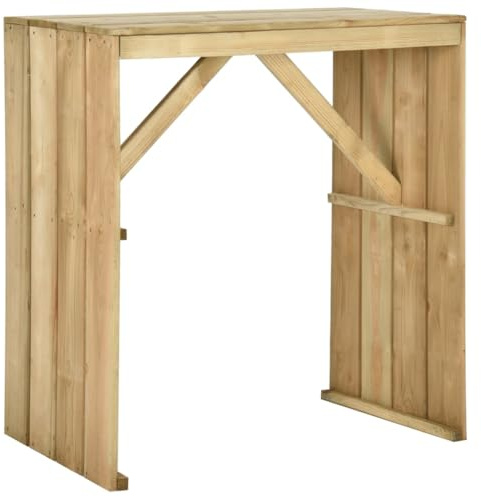 Owoxanthellate Mesa de bar de 100 x 60 x 110 cm de pino verde impregnada, plegable resistente a la intemperie, para jardín, balcón, camping, tienda de cerveza y cocina