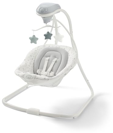 Graco Simple Sway Portable Baby Swing, Blythe | 6 Gentle Swing Speeds, 2 Vibration Settings,15 Songs & Sounds, Plush Seat, Infant Support, Comfortable, Elevated Fabrics