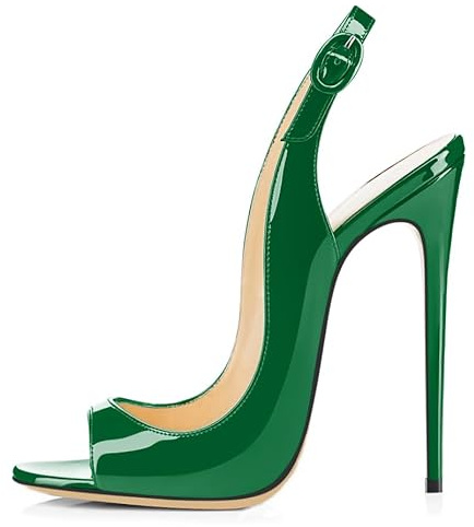 Mettesally Sandales à Talons Hauts Femme Talon 12cm Cuir Vernis Peep-toe Sangle Escarpins Femme Slingback Arrière Ajustable Sandales de Soirée Chic Événements Mode Été Élégant Lustré 35-45