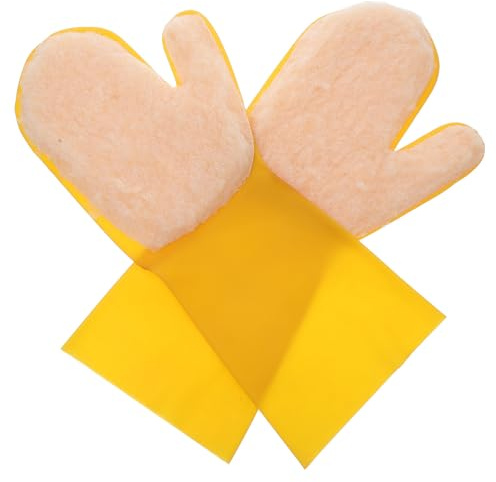 COLLBATH 2 Pcs Scrubbing Mitt Waterproof Gloves Latex Plush Lining Antislip Design Versatile Use for Hot Tub Pond Cleaning Tools Household Chores