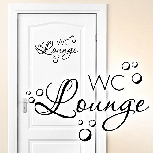 Grandora Türaufkleber WC Lounge + Seifenblasen I schwarz (BxH) 19 x 12 cm I Badezimmer Toilette Sticker Aufkleber Wandaufkleber Wandsticker Wandtattoo W5441