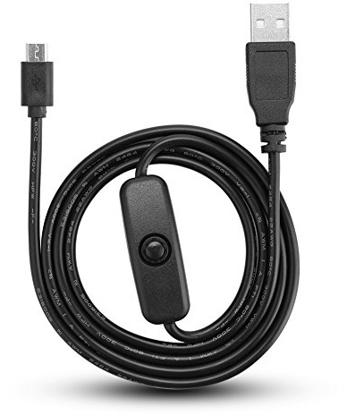 Richer-R USB Kabel mit Schalter, Micro USB A/M Netzteil Power Ladekabel,verwendbar 103,5 cm USB Strom-Kabel mit EIN/Aus Schalter für 3/2 / B/B + / A Schwarz