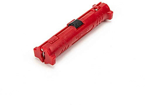 BE-TOOL Pelacables coaxiales, herramienta pelacables rojo/azul/negro para pelar cables coaxiales, listo para usar con - Tipo F, enchufe coaxial, BNC, etc.