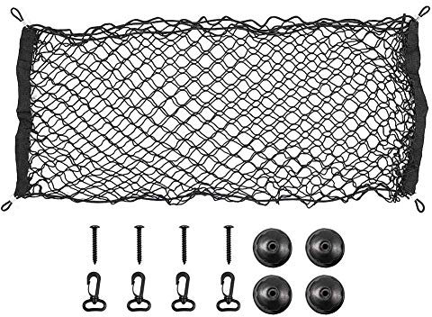 ValueHall Rete da Carico 90 x 30cm Rete Bagagliaio Auto con 4 Ganci Nylon Elastico Flessibile Auto Tronco Rete per La Maggior Parte dei Tipi di Auto V7075