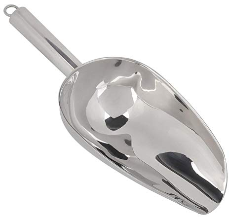 DEWIN Stainless Steel Ice Scoop, Metal Ice Scoops Multipurpose Food Ice Scoop with Mirror Finished Easy Clean Heavy Sturdy Duty Dishwasher Safe for Kitchen Bar Party Wedding Buffet (12oz)