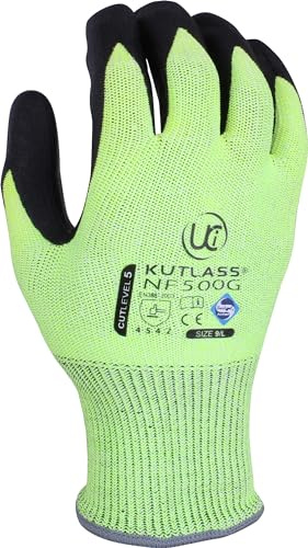 UCI Kutlass High Cut Resistant Green Liner With Foam Nitrile Palm Coating Gloves (7/S)