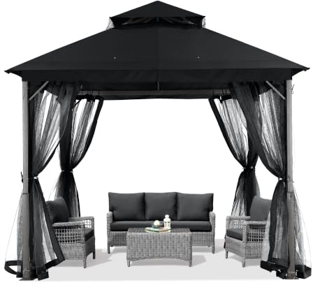 ABCCANOPY Gartenpavillon 3x3.6 Wasserdicht Stabil Winterfest,Schwarz