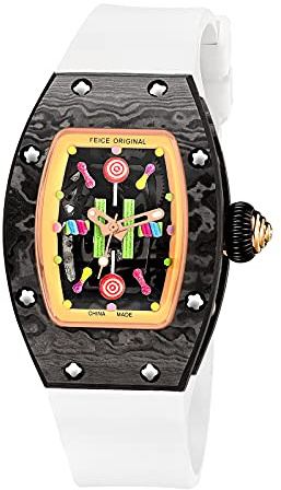 FEICE Automatische Damen-Armbanduhr, modisch, Skelett, mechanische Uhr, leuchtend, wasserdicht, Armbanduhr für Damen, FM606