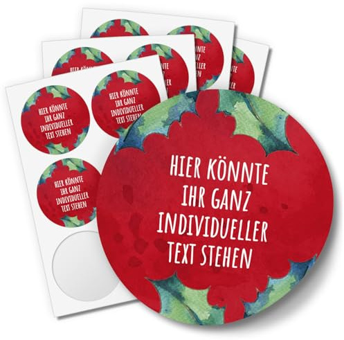24 Weihnachtsaufkleber PERSONALISIERT mit Ihrem Text für Geschenke und Produkte zu Weihnachten - Aufkleber Etiketten Geschenkaufkleber rund, Motiv mit Text
