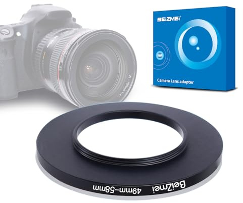 Filtre Adaptateur de 49mm à 58mm Compatible avec tous les Objectifs de 49mm à 58mm UV, ND, CPL, filtre, 49mm lentille à 58mm appareil photo Filtre (49-58mm)