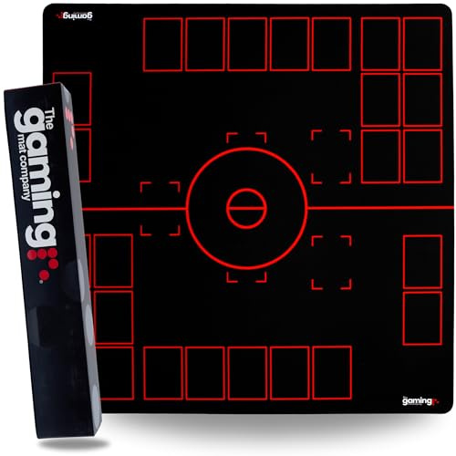 Gaming Mat Company 2-spelare kompatibel Pokémon-lekmatta – 28,5 tum x 28,5 tum x 0,1 tum svart och röd stridsstadion bräda för TCG samlarkortspel