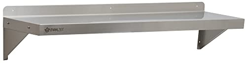 Mahlzeit Mensola da parete in acciaio inox | 120 x 30 cm | 1 ripiano che può sopportare 50 kg | Resistente alla corrosione, facile pulizia | Mensola da cucina Mensola sospesa Mensola da parete Ripiano