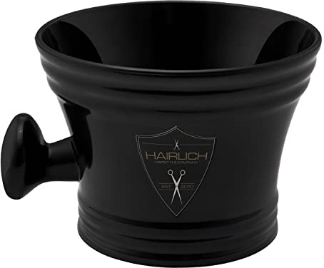 Hairlich® Rasierseifenschale, Barber Rasierschüssel, Rasierbecher aus Plastik, klassischer Rasierseifentiegel aus Plastik, Shave Becher, schwarze Rasiertasse