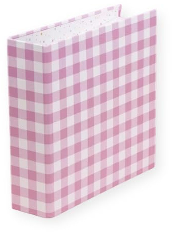 Craftelier - Album Vichy in cartone stampato a righe (15,2 x 20,3 cm) | Sistema di 2 anelli a D in metallo bianco | Copertina rigida e robusta | Dimensioni 22,5 x 23 x 6 cm - Rosa