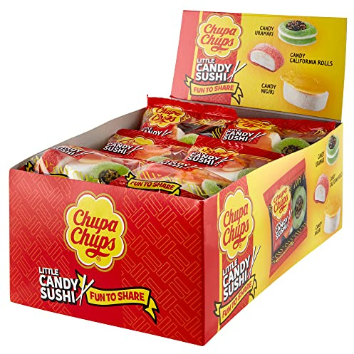 Chupa Chups Little Candy Sushi, Caramelle Gommose Assortite, Gusto Frutti Assortiti, Confezione da 24 Mini Sushi, Ottime da Condividere, Idea Regalo