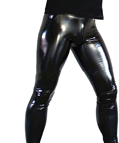 Pantalon de survêtement en cuir PU pour homme - Legging de compression - Effet mouillé - Pantalon moulant