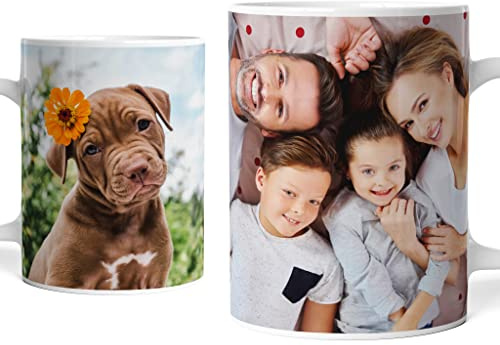 Caribu design Tazza Foto Personalizzata - Collage Fotografico da 1 a 5 Fotografie - Idea Regalo Originale per Compleanno, Anniversario, Natale e ogni Occasione Speciale (2 Foto)