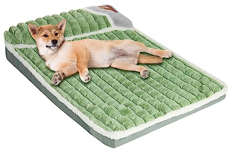 Galatée Hundebett, Gemütliches Plüsch-Hundesofa, Hundebett Mit Abnehmbarem, Waschbarem Bezug, Hundematte Für Guten Halt, Süßes Katzenbett(L, Grün)