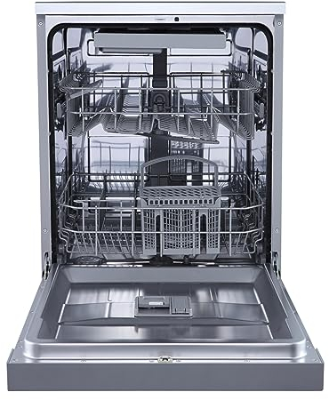 Wolkenstein WGSP14-6DS Standgeschirrspüler | Silber | 14 Gedecke | 6 Programme | Energieeffizienzklasse D | Startzeitvorwahl | 2100 Watt | Höhenverstellbare Füße