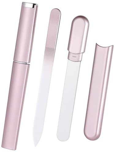 Glas-Nagelfeile und Puffer mit Etui, Kristall-Fingernagelfeilen für natürliche Nägel, Pflege, Glas-Nagelglanz, Nano-Polierer für Reisesalon, Nagelfeiler, Strumpffüller für Frauen, Mädchen, Ehefrau,