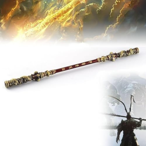 YJMYLTO Bastone Wukong del Mito Nero, Riduzione 1:1 Ruyi Jingu Bang, Bastone del Re Scimmia in Materiale Metallico Scalabile, Intaglio Tridimensionale, Collezione di Giochi