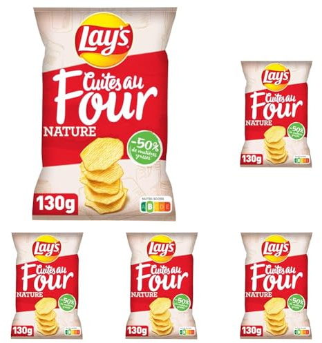 Lay's Chips cuites au four nature - Le paquet de 130g (Lot de 5)