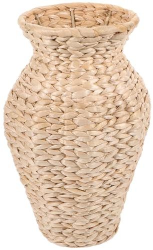 VOSAREA Vase à Fleurs Tressé en Herbe de Jonc Naturel Armature Fil de Fer, Décor Rustique pour Intérieur, Compatible Fleurs Séchées, Décoration Mariage et Maison,