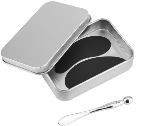 Cerotto Riutilizzabile per Gli Occhi, Silicone Cerotti Antirughe Sotto Maschera Gli Occhi Riempi Linee Sottili Rughe con Applicatore Crema per Gli Occhi in Metallo e Custodia in Latta (Nero)