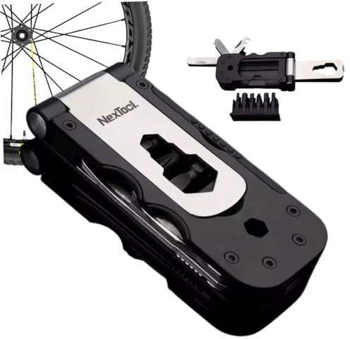 Multiherramienta reparacion Bicicleta de Bolsillo, Kit de Reparación para Bicicleta con juego de puntas, Herramienta Multifunción Compacta,para bricolaje,casa,coche,moto,Negro y Plateado