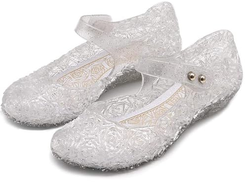 Zapatos de princesa para niñas, zapatos de Cenicienta y reina de las nieves, para Halloween, cosplay, disfraz elegante para niñas, White, 26 EU