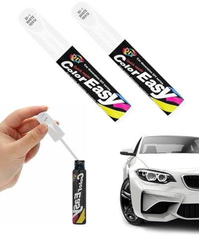 TPZORJX 2 Pièces Stylo Retouche Voiture, 12ml Stylo Réparation des rayures Auto De Peinture, Stylo Anti Rayure Voiture, Anti Rayure Carrosserie Moto Voiture Vélo（Blanc）