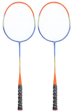 Yctze 2 PCs Badminton -Schläger -Set mit Einem Stück Ferroalloy und Skidsicher für Anfänger und Beruf - Orange