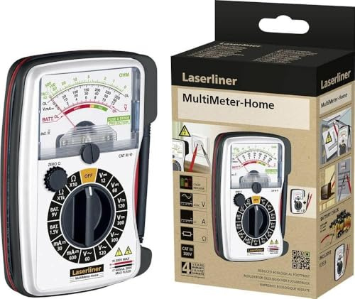 Laserliner Multimetro analogico Home per casa e hobby, misurazione di tensione, corrente e resistenza, tester di batteria, grande scala con regolazione zero