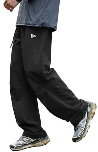 Mens Hiking Pants Cargo Outdoor Water Resistant Quick-Dry Pants Lightweight Drawstring Tactical Fishing Stretch Trousers A-Black
