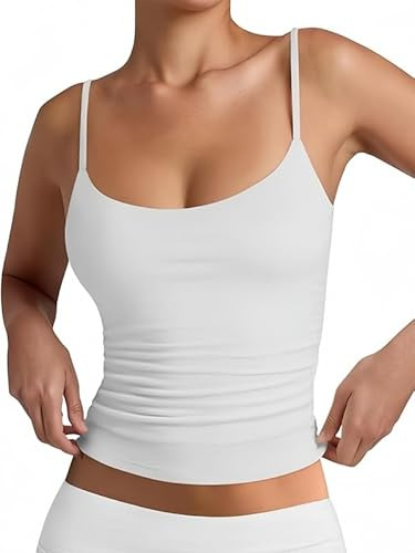 Sukiglam Canotta Donna Elegante Estive Tank Top Regolabili Spaghetti Strap Canottiera Sexy Collo a U Senza Maniche Camicia Y2k Cami Tops Elasticizzata Slim Fit Canotte